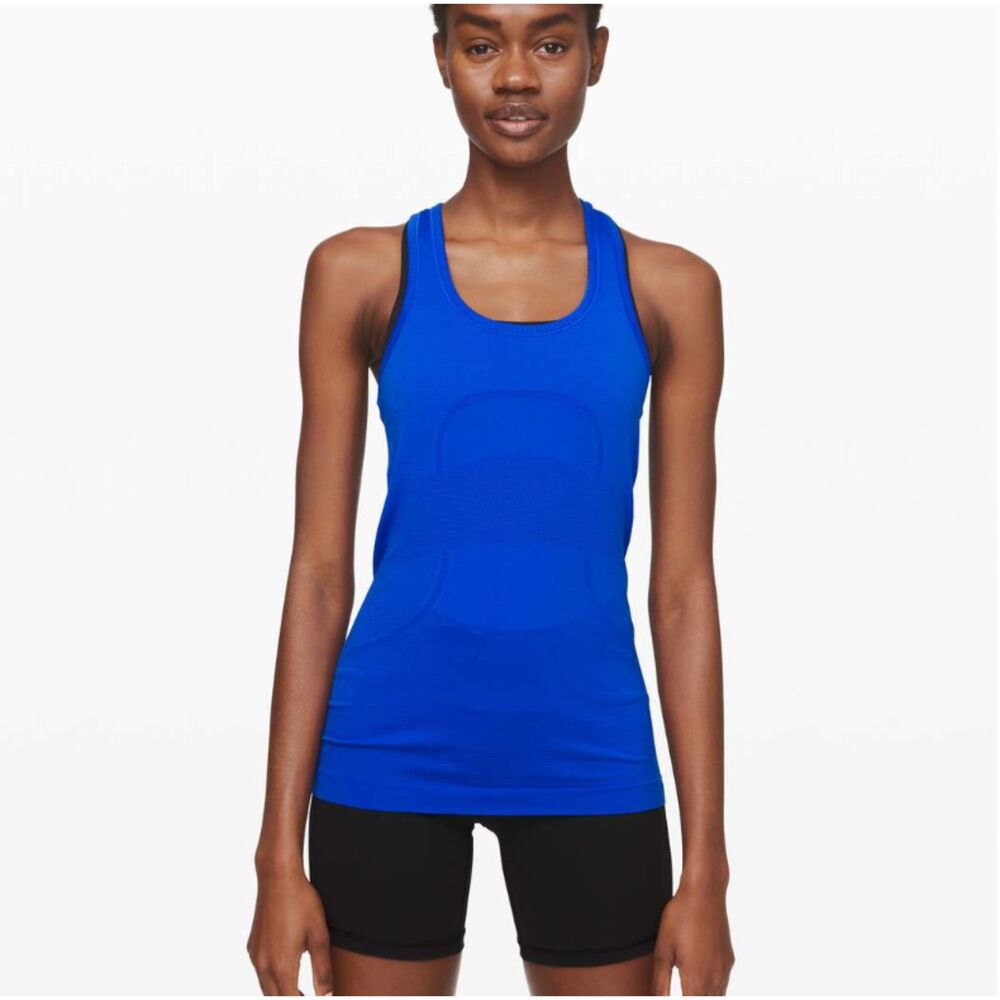 Women Swiftly Tech Racerback Tank Top 2.0 Waist Length Cerulean Blue Size 10